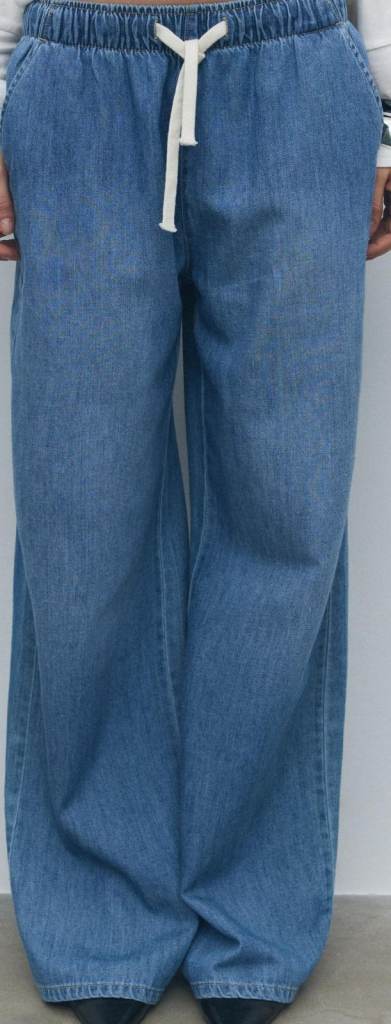 Stradivarius Blue Loose-fitting drawstring jeans