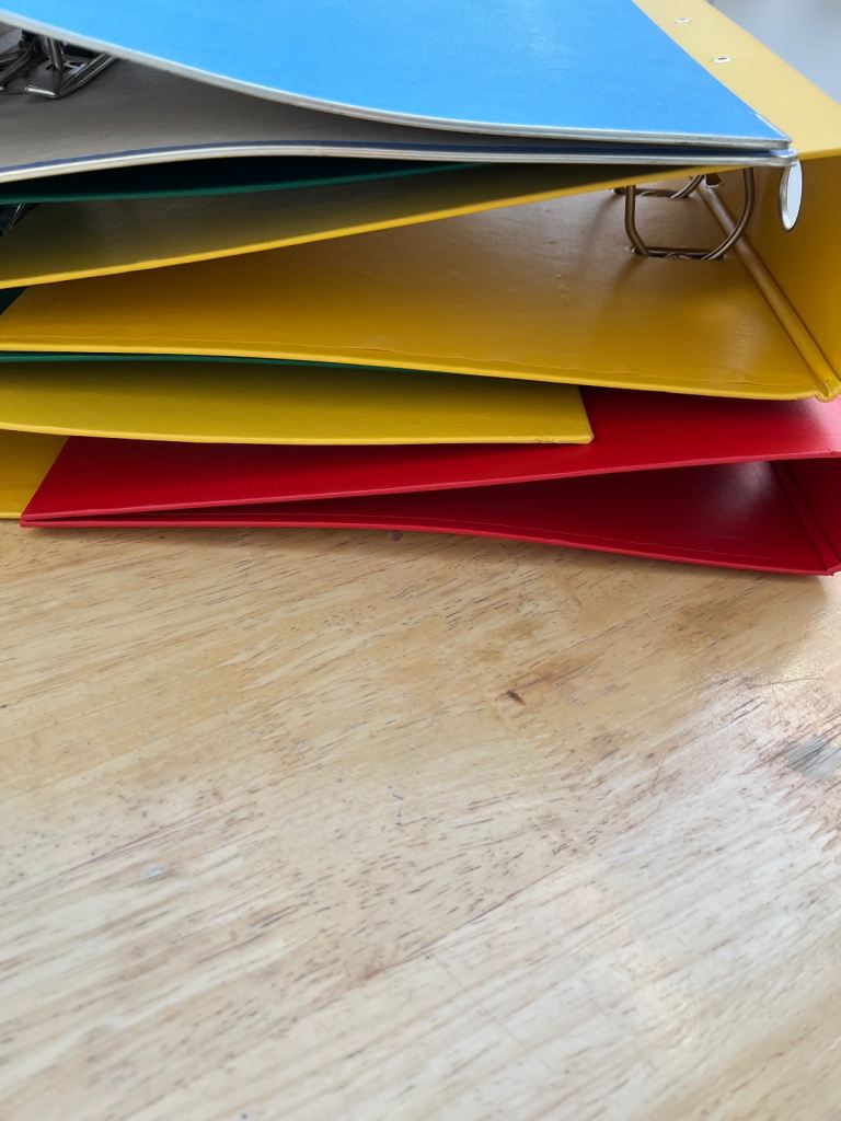 Stationery- 5 office lever arch folders A4, 2 fat, 3 inch hin