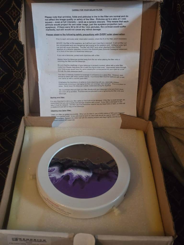 Kendrick Solar Filter for Telescope