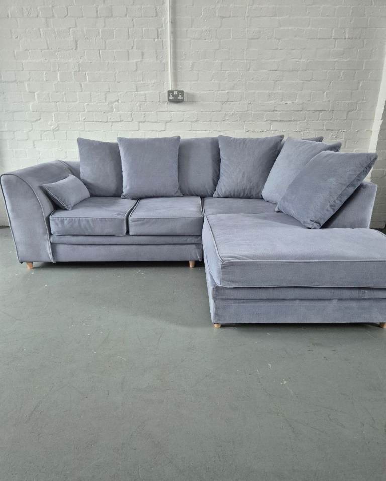 Abakus Direct Chicago Chaise Corner Sofa in Light Blue RRP £695 *FREE ...