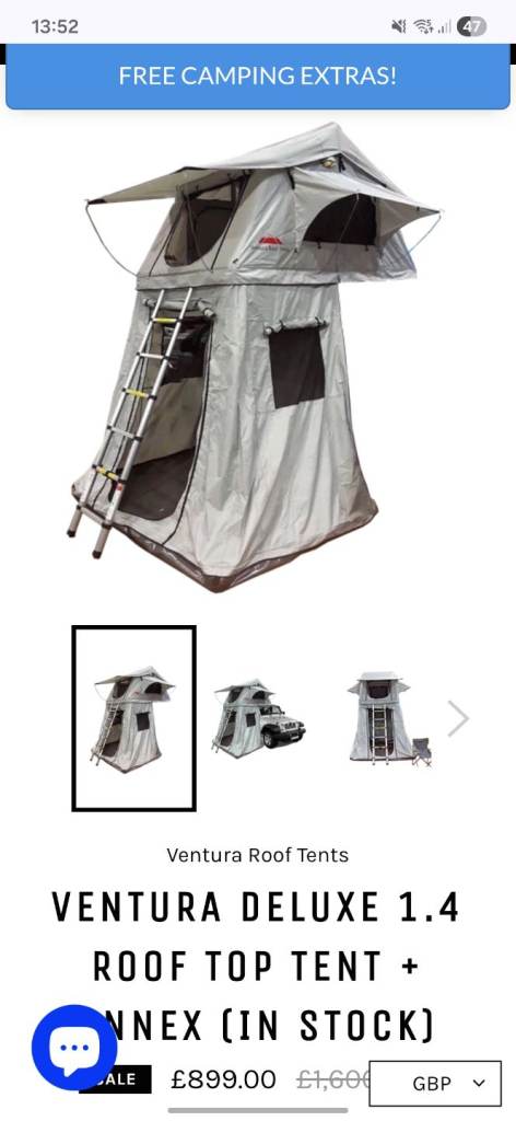 Ventura Deluxe Roof Tent with awning.