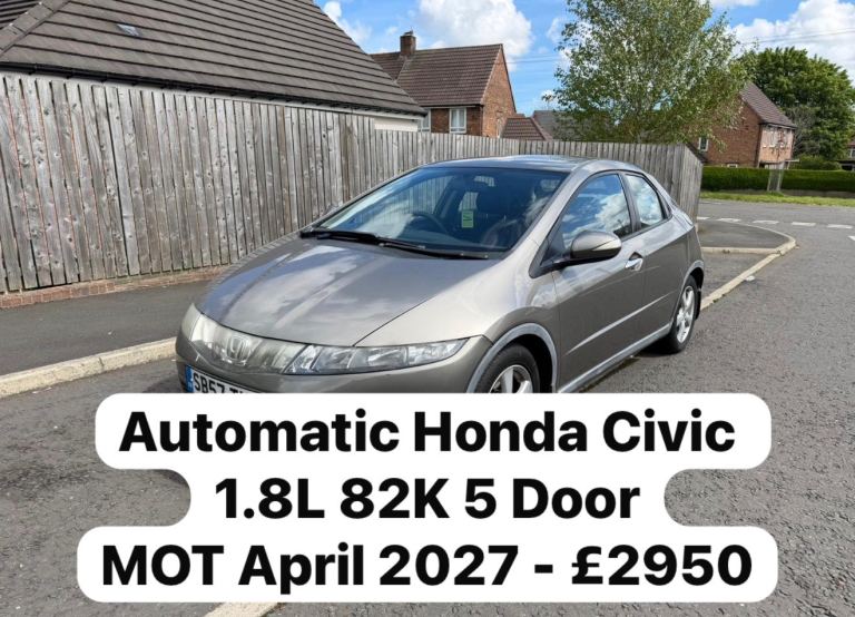 2008 HONDA CIVIC 1.8L AUTOMATIC 82K 5 Door MOT April 27 