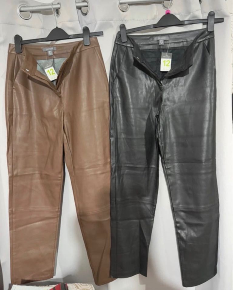 Women’s faux leather brown & black trousers size 12