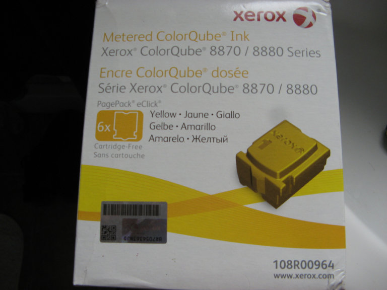 NEW 4 PACKS OF YELLOW XEROX COLORQUBE PRINTER INK FOR SERIES 8870/8880 108R00964
