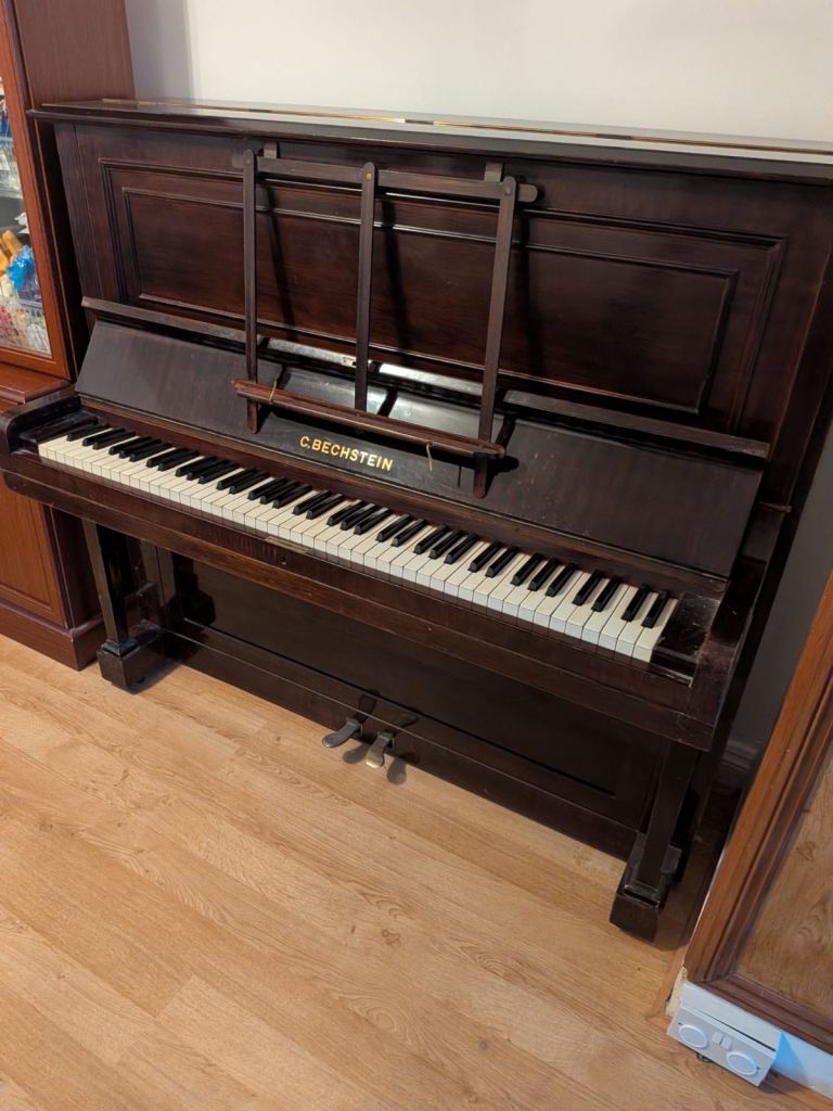 C. Bechstein Upright Piano – Dark Wood, Good Condition