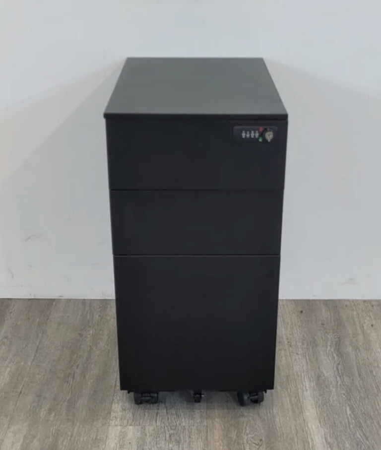 Techo Black Metal Combination Slimline 3 Drawer Desk Pedestal