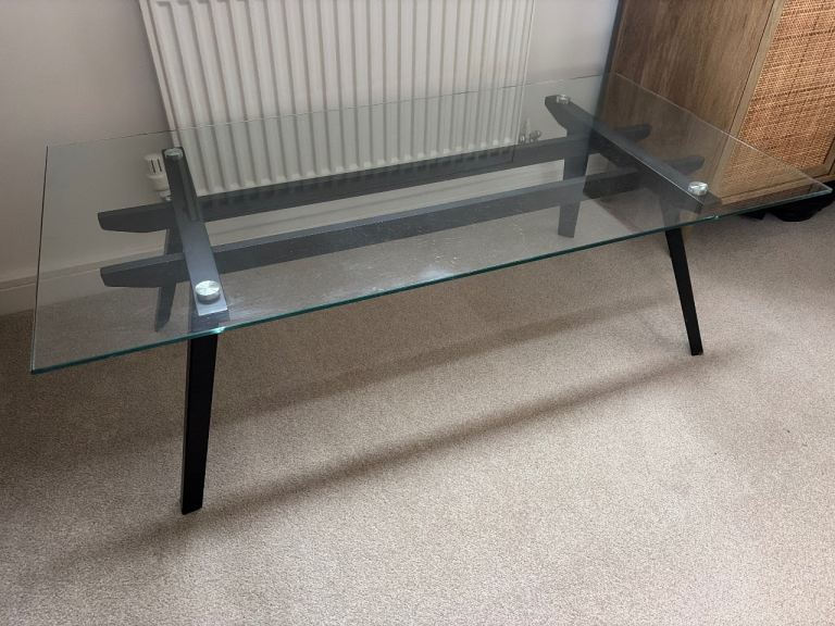 Coffee table - black metal and glass FREE
