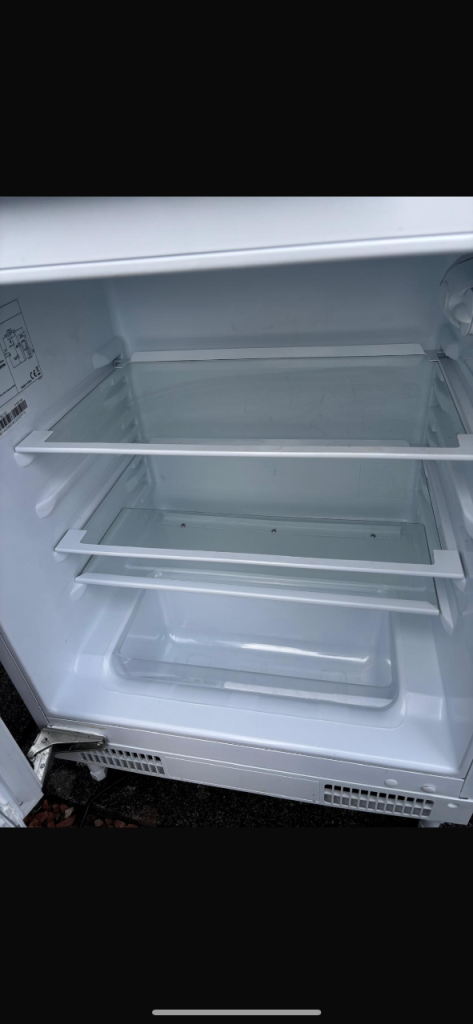 White Mini Fridge with Glass Shelves – Good Condition