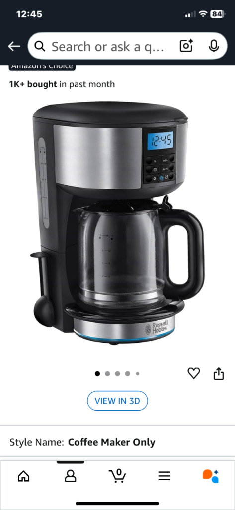 Russell Hobbs filter coffee machine