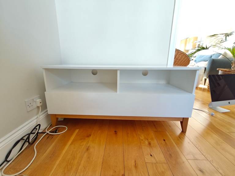 Tv unit white and oak scandinavian style