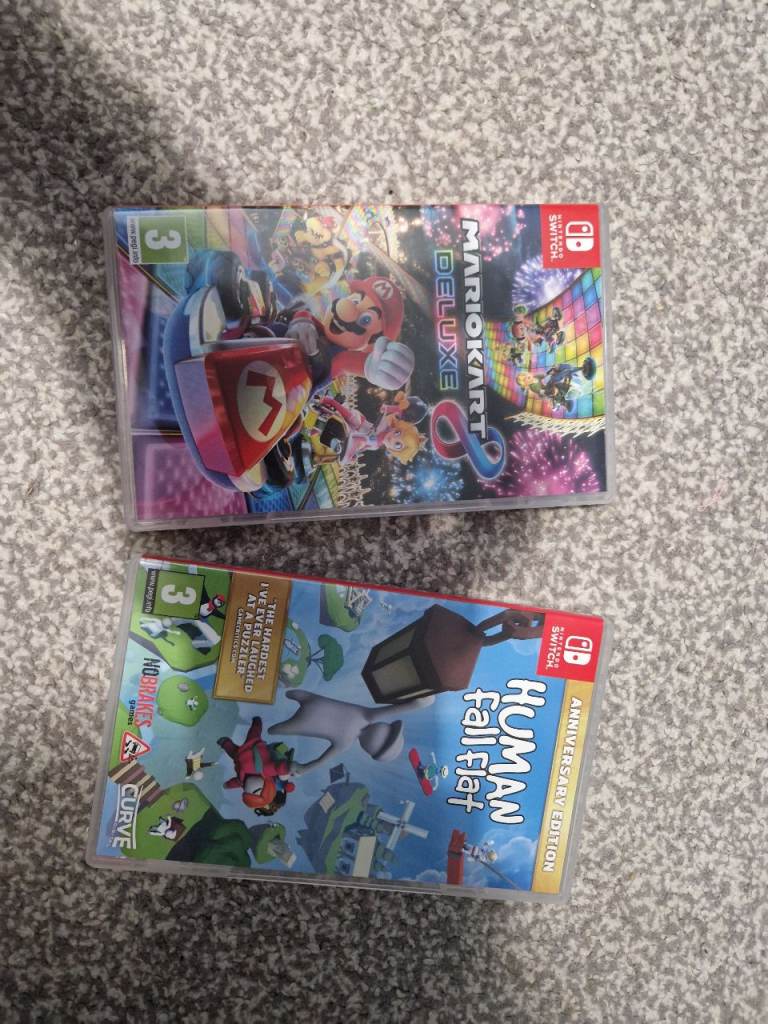 Nintendo switch games. MarioKart deluxe 8 and Human fallflat. 