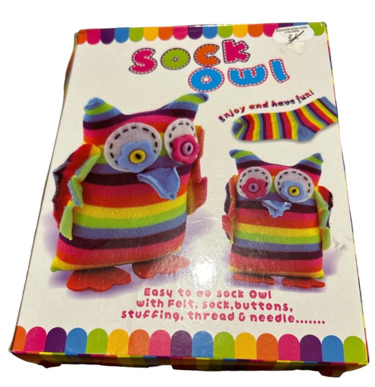 Easy To Make Sock Owl With Felt, Sock, Buttons, Stuffing, Thread & Needle