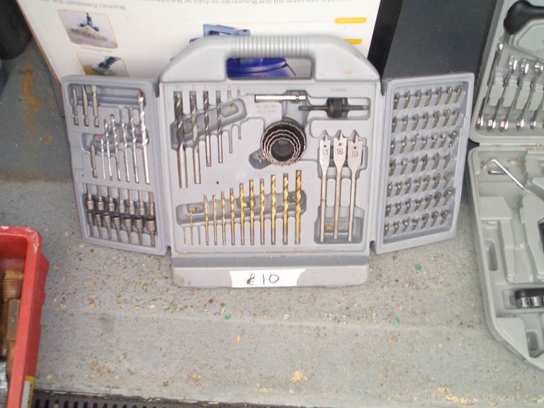Large Drill Bit Set in Grey Carry Case – Good Condition