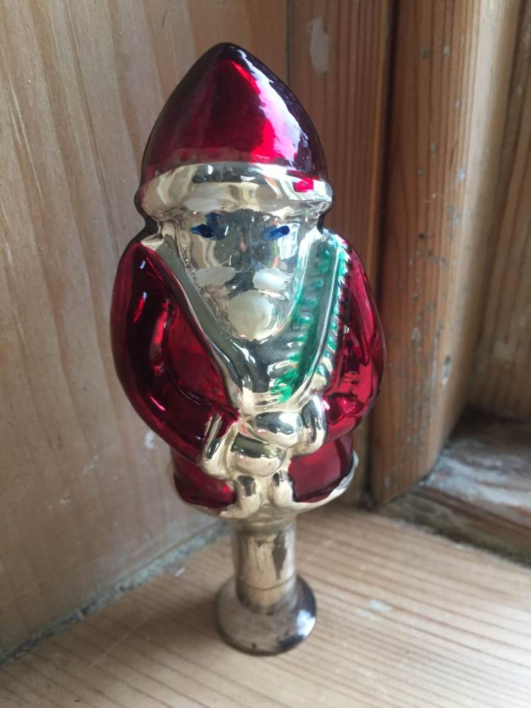 Antique glass blown Santa tree topper