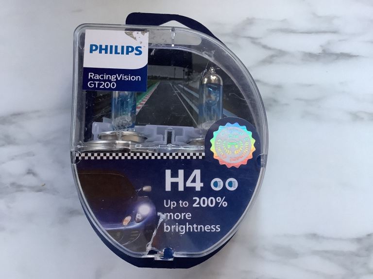 Philips RacingVision GT200 H4 Headlight Bulb +200%, Double Set, 12v 60/55 w, NEW