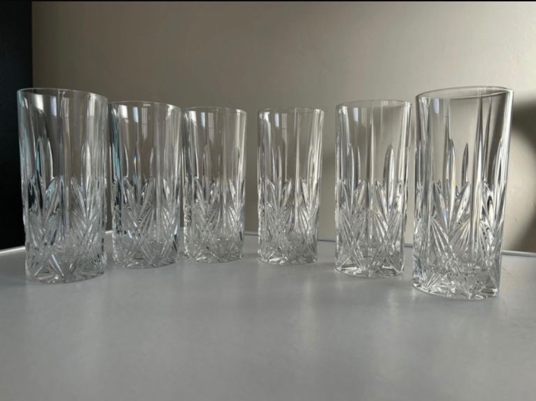 Vintage Capri Cristallo Concerto Crystal Highball Glasses Set of 6 Heavy Cut Crystal