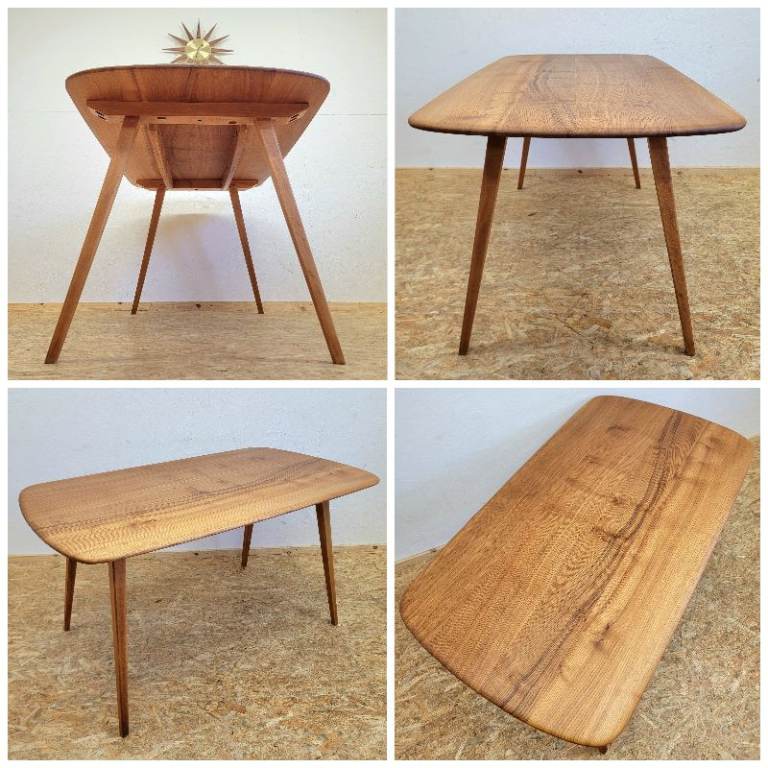 Retro/Vintage Ercol Windsor 382 Elm & Beech Plank Dining Table - Mid Century Era