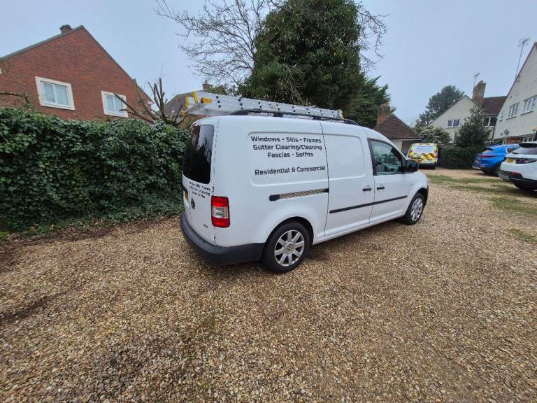 Window cleaning caddy van with equipment 
