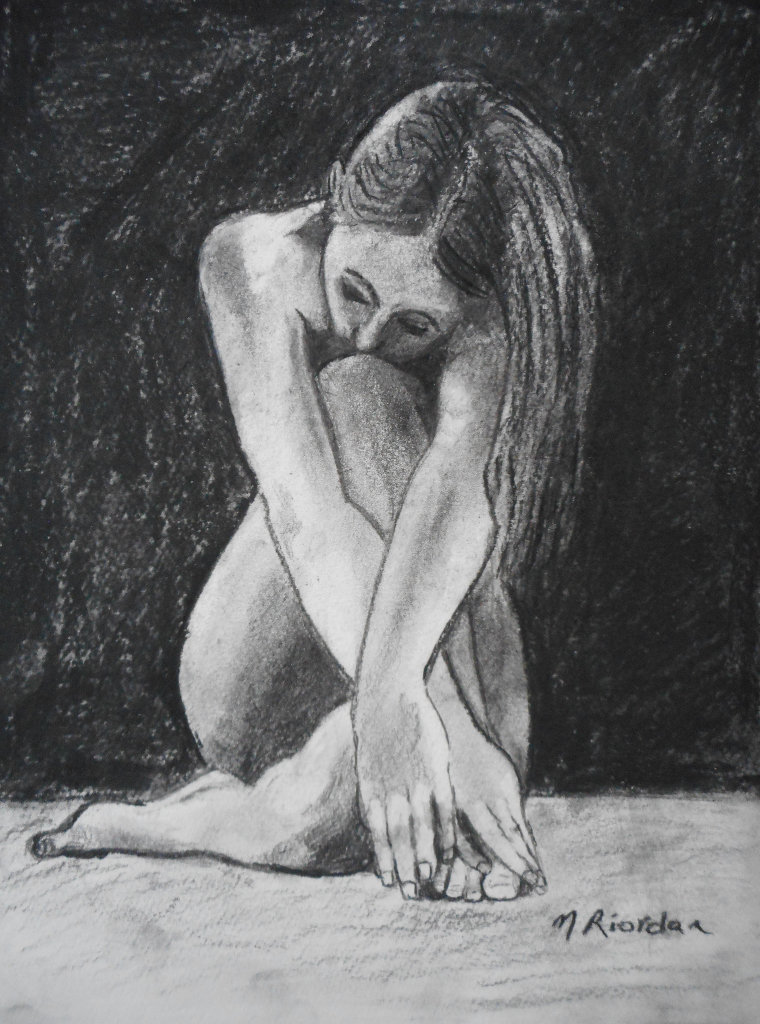 Charcoal drawing of Life Class model No. 1