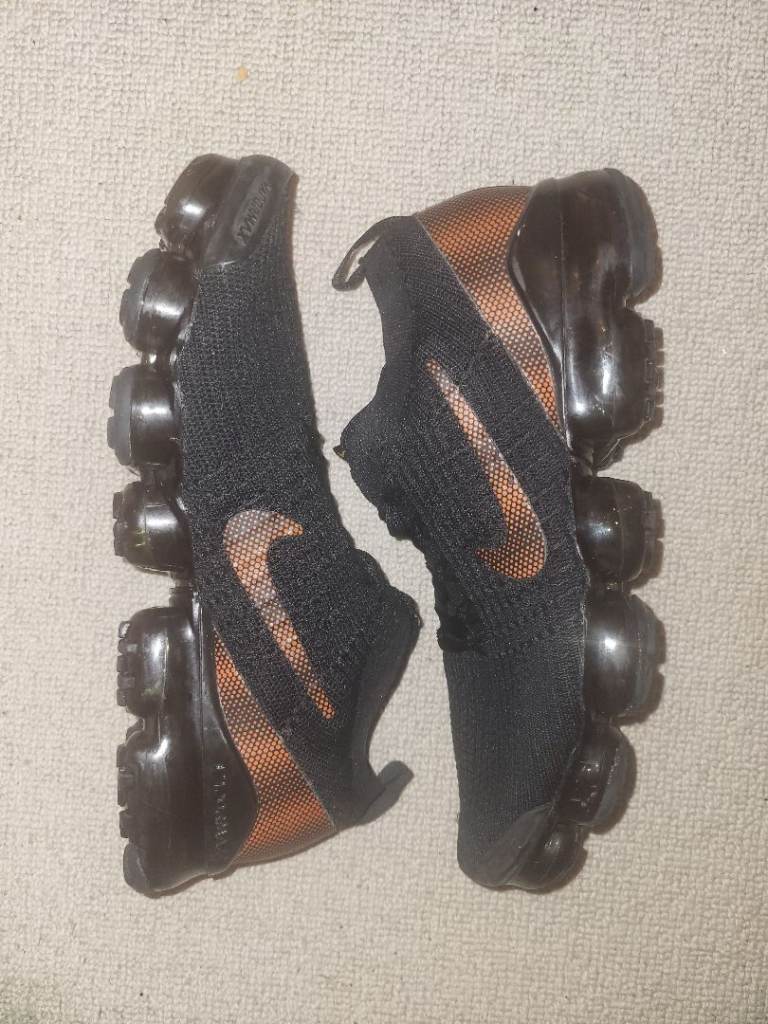 Nike Air VaporMax Black/Orange Trainers - UK 10, Good Condition