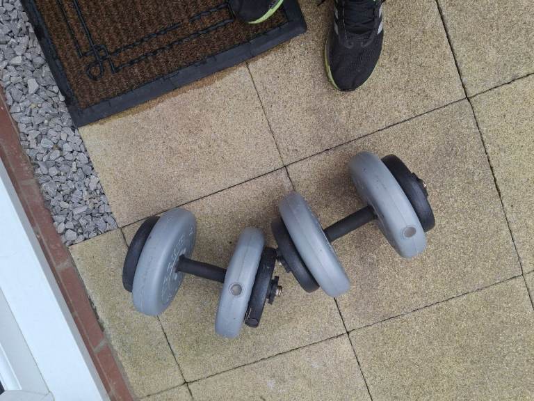York 5kg Grey Adjustable Dumbbells – Good Condition