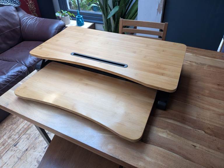 Standing desk converter - bamboo