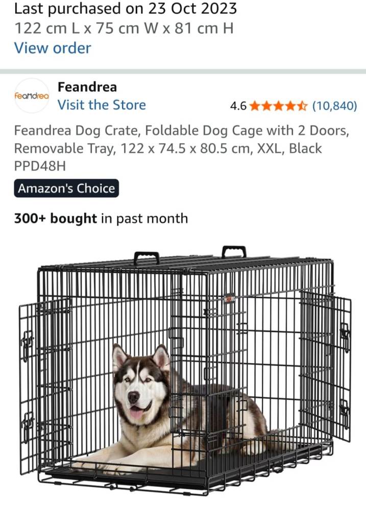 Large dog crate and inside matt