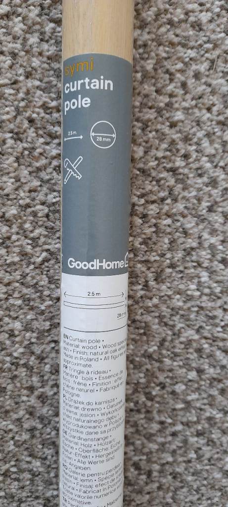 Natural wood effect curtain pole