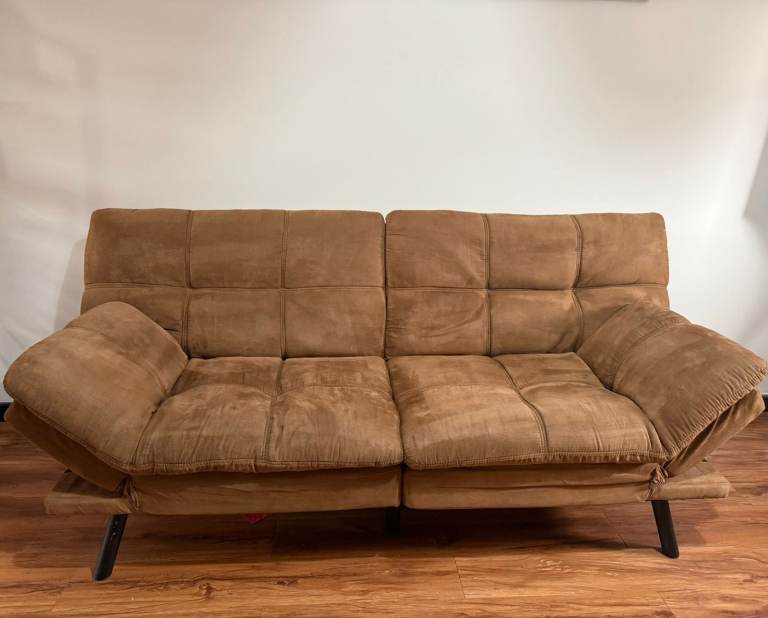 Monty Sofa Bed 2 Seater Brown Suede Click Clack