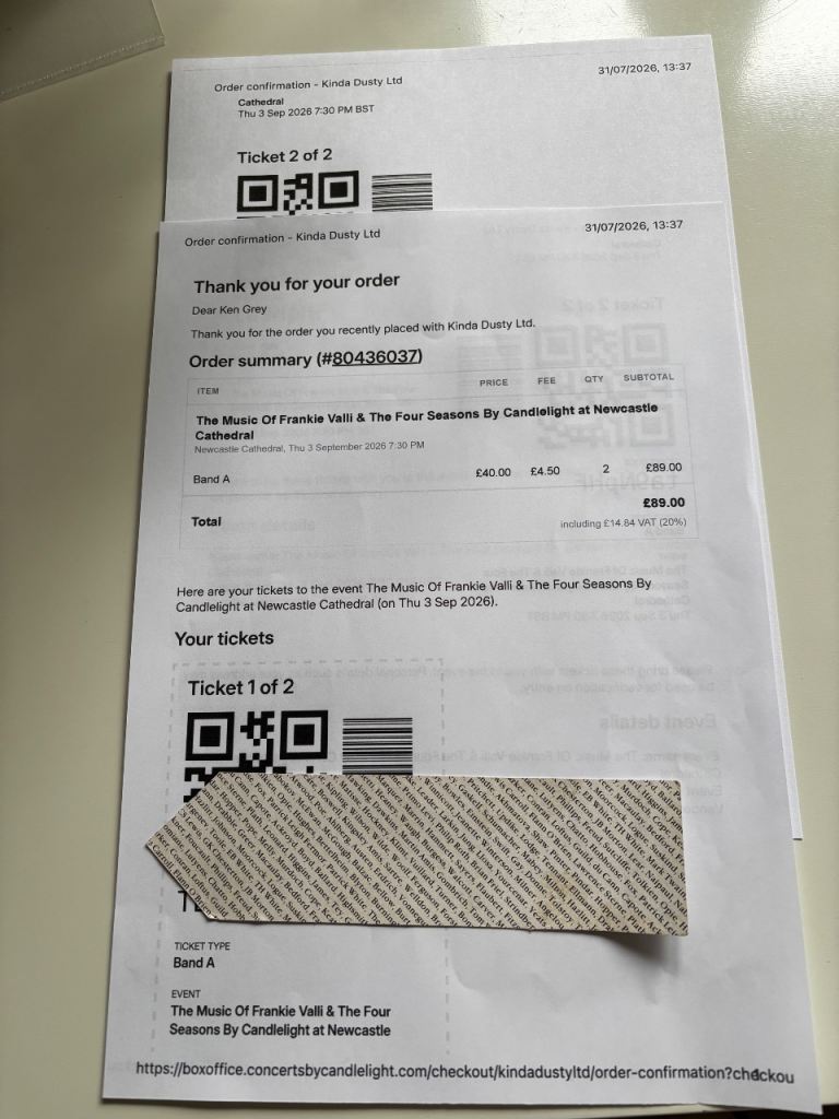 2 Tickets to The Music Of Frankie Valli & The Four Seasons By Candlelight