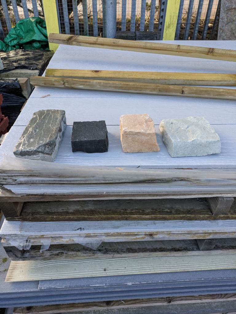 Natural Stone Paving Samples - Grey, Black, Beige, Green