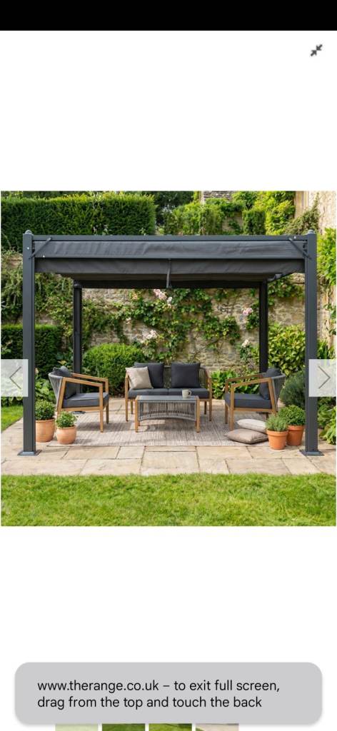 New Grey Garden Pergola with Retractable Canopy