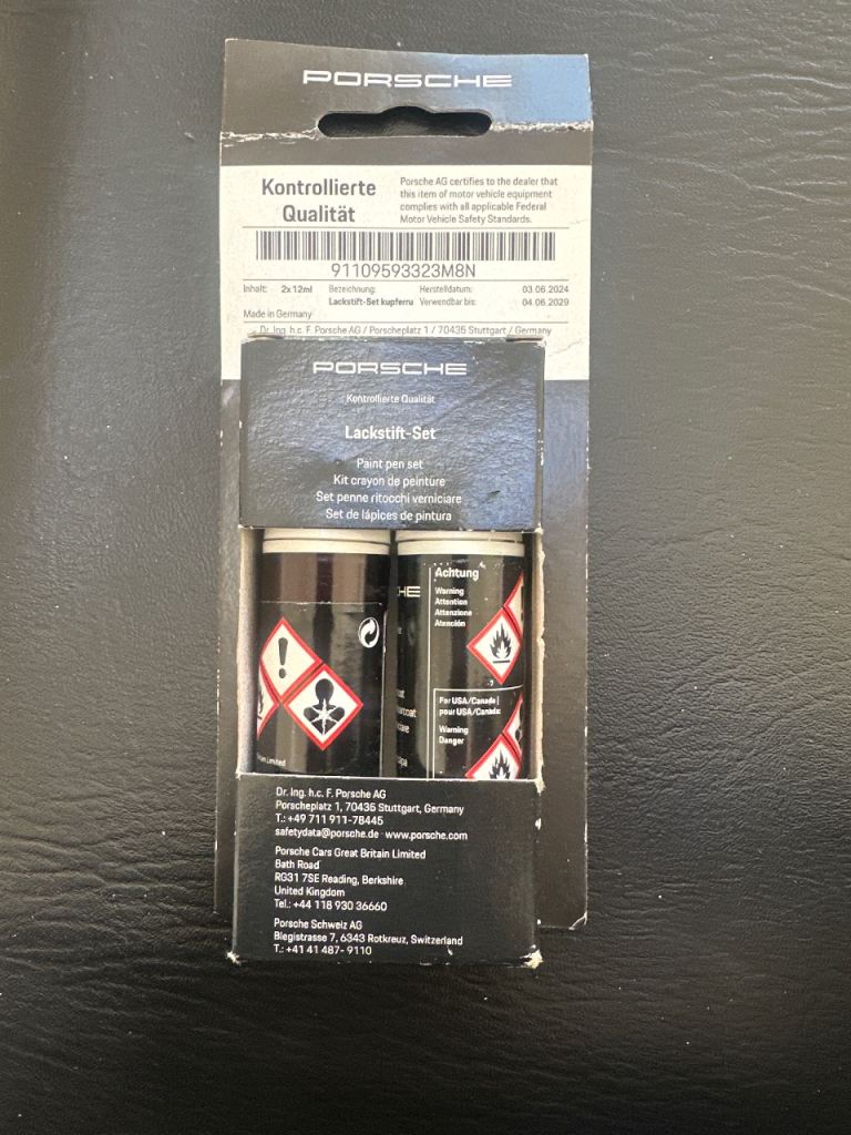 Genuine OEM Porsche Touch‑Up Paint Set in the rare Copper Ruby Metallic colour.