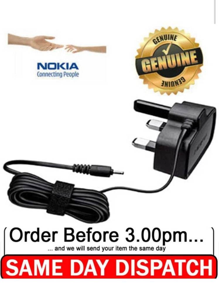 New Genuine NOKIA  AC-3X  Nokia Mains Chargers , Thin Small PIN, UK Plug Black 