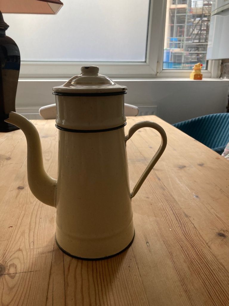 French enamel vintage coffee pot