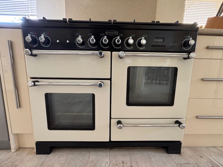Rangemaster Kitchener 110cm Cream Gas Range Cooker + Falcon 109cm Cream Hood
