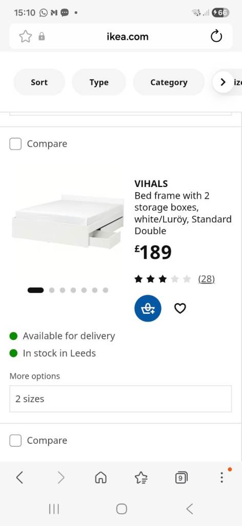 Brand new Ikea double bed with storage boxes