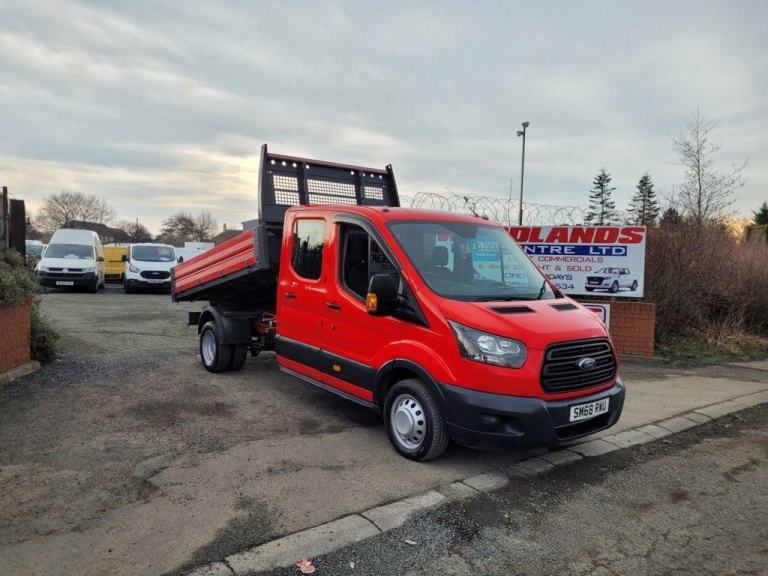 2018 ON 68 PLATE FORD TRANSIT 350 TDCI 130BHP RWD L3HI LWB CREW CAB TIPPER ULEZ