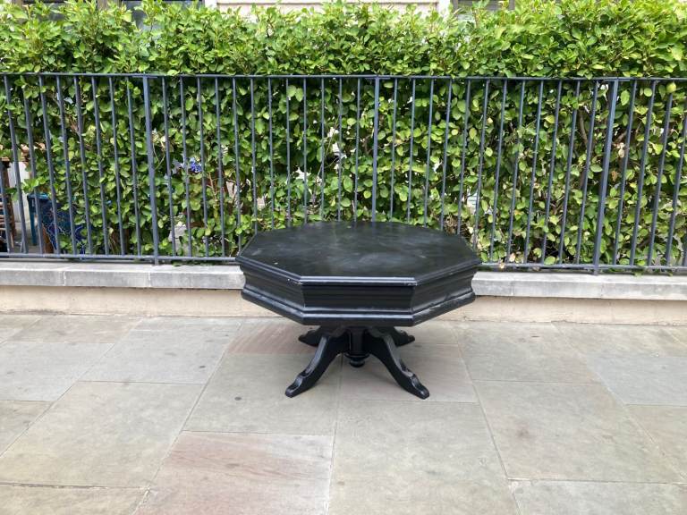 New York warehouse style black hexagonal table