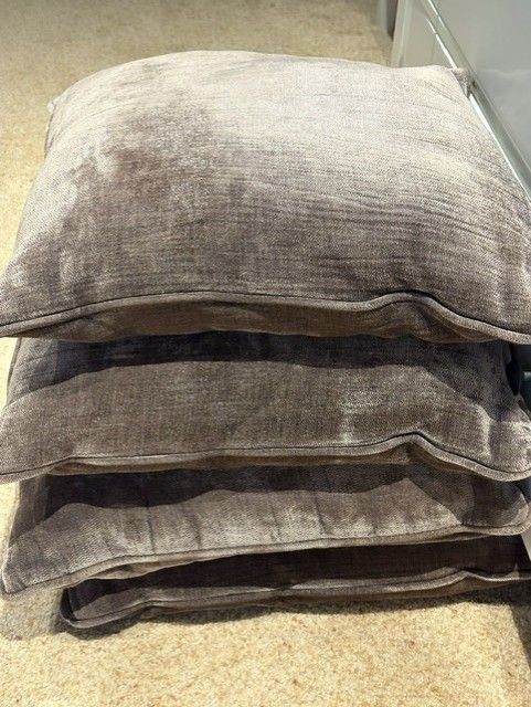 Set of 4 mink brown Velvet Cushions 18 inch square