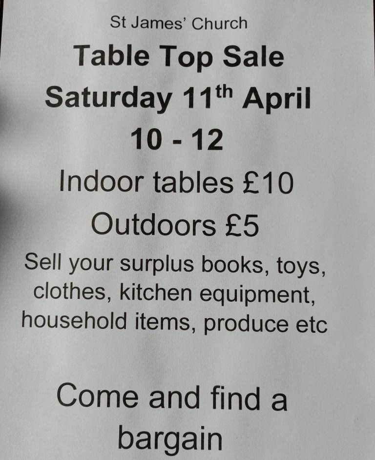 Table Top Sale at St James' Church, Lode