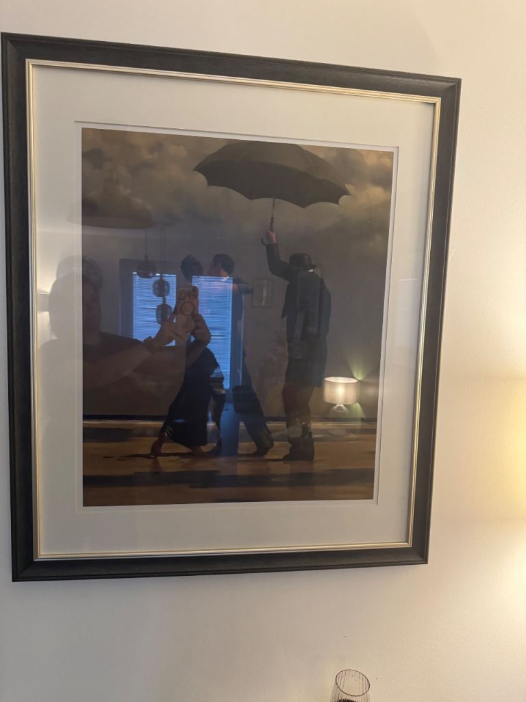 Framed Painting/Print of Couple with Umbrella