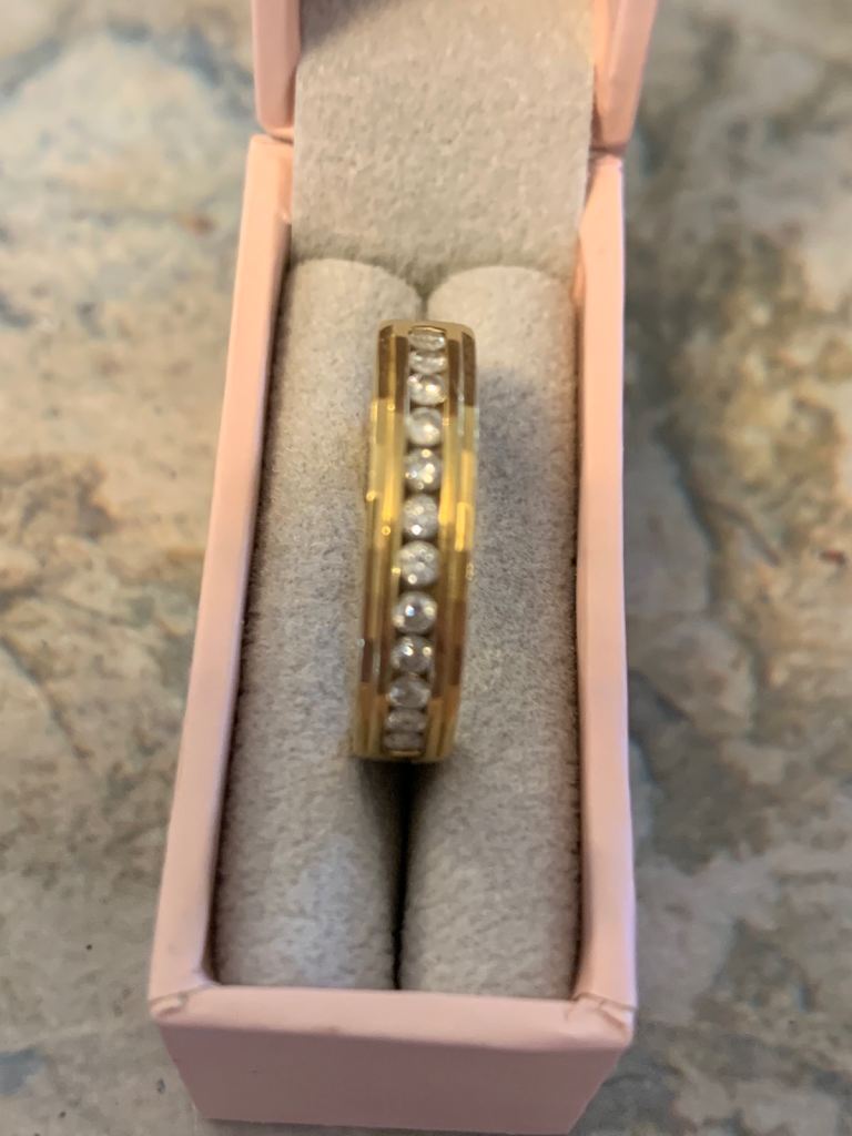 18ct gold and diamond wedding or eternity band / ring.