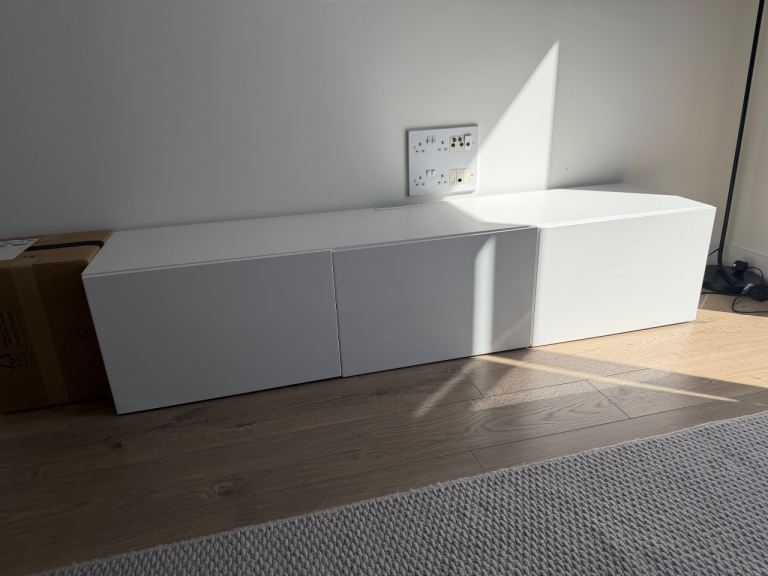 White Low TV Unit / Storage Cabinet – Modern Minimal Style