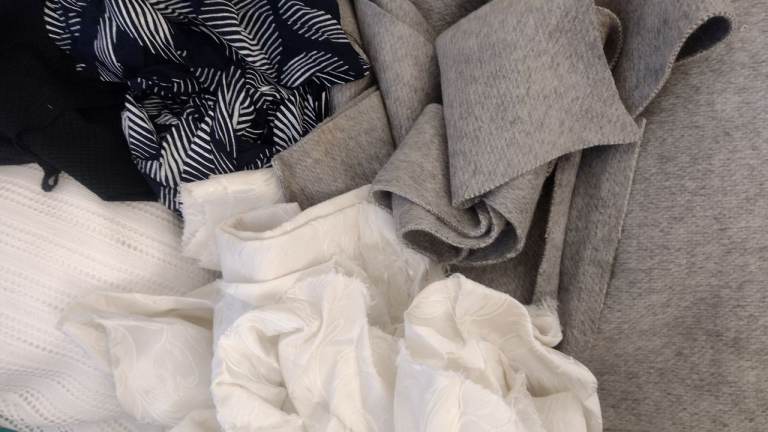 Free pieces of fabrics, leftovers from dressmaking. 