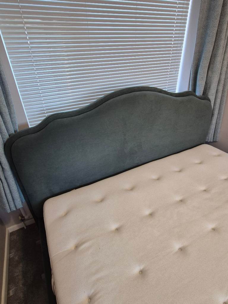 Super king green velvet bed frame 