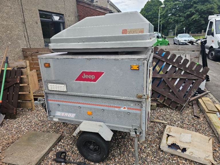 Dog car trailer with roof box