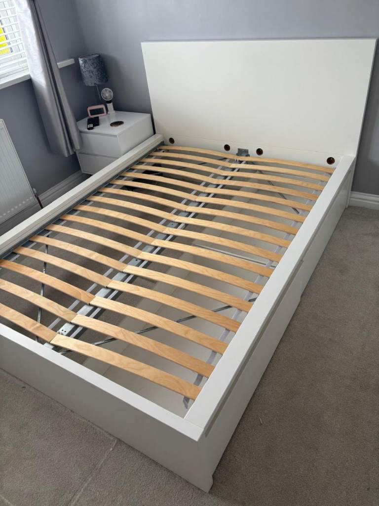 IKEA MALM white double bed frame 