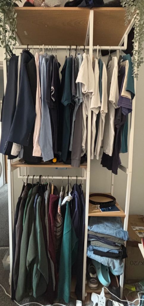 Open Two-Tier Wardrobe with Shelves