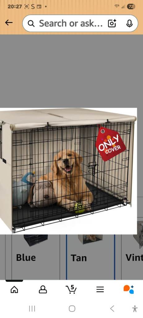 Pet crate with cream cover